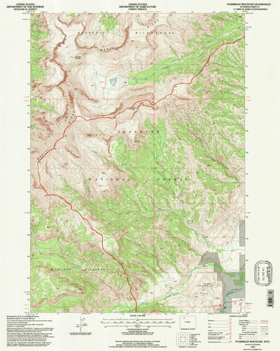 United States Geological Survey Ptarmigan Mountain, WY (1991, 24000-Scale) digital map