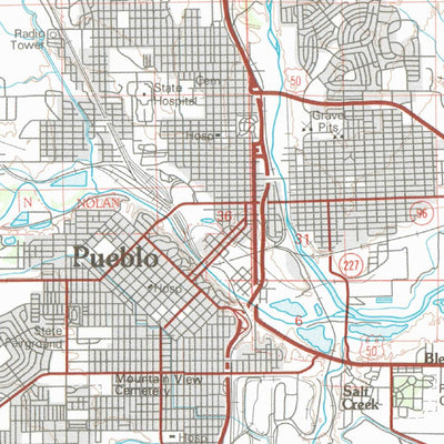 United States Geological Survey Pueblo, CO (1981, 100000-Scale) digital map