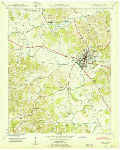 United States Geological Survey Pulaski, TN (1951, 24000-Scale) digital map
