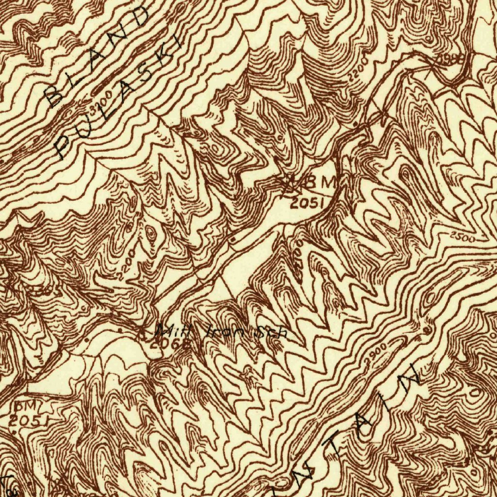 Pulaski, VA (1934, 48000Scale) Map by United States Geological Survey Avenza Maps