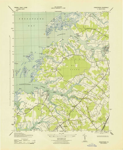 United States Geological Survey Pungoteague, VA (1943, 31680-Scale) digital map