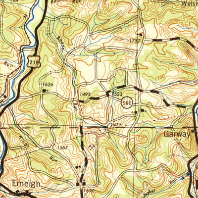 United States Geological Survey Punxsutawney, PA (1943, 125000-Scale) digital map