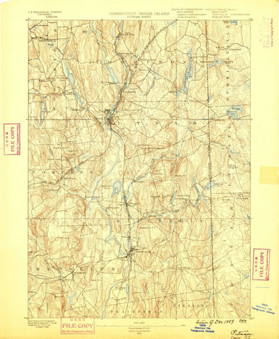 United States Geological Survey Putnam, CT-RI (1889, 62500-Scale) digital map