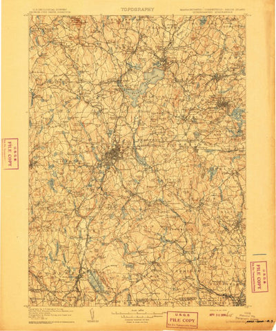 United States Geological Survey Quinsicamond, MA-CT-RI (1908, 125000-Scale) digital map