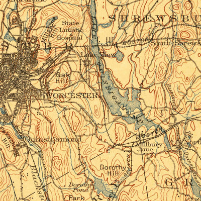 United States Geological Survey Quinsicamond, MA-CT-RI (1908, 125000-Scale) digital map