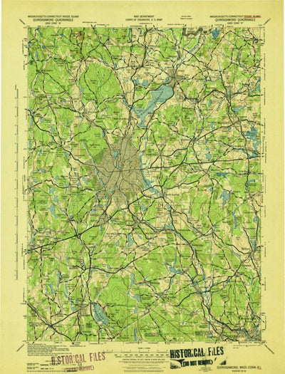 United States Geological Survey Quinsicamond, MA-CT-RI (1943, 125000-Scale) digital map