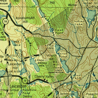 United States Geological Survey Quinsicamond, MA-CT-RI (1943, 125000-Scale) digital map