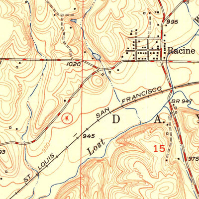 United States Geological Survey Racine, MO-OK-KS (1950, 24000-Scale) digital map