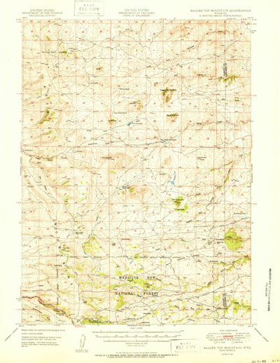 United States Geological Survey Ragged Top Mountain, WY (1950, 62500-Scale) digital map