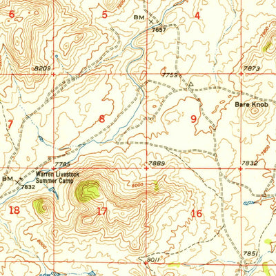 United States Geological Survey Ragged Top Mountain, WY (1950, 62500-Scale) digital map