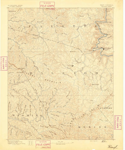 United States Geological Survey Raleigh, WV (1891, 125000-Scale) digital map