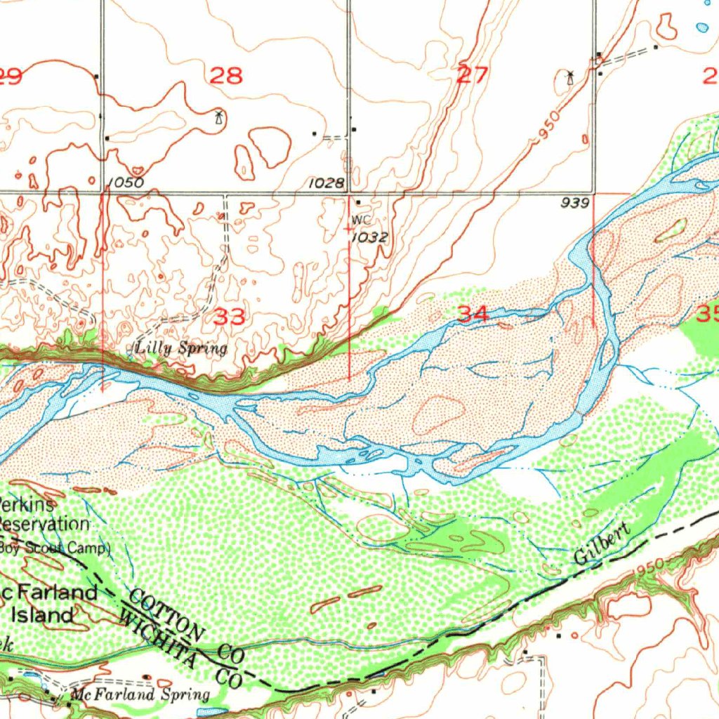 Randlett, OK-TX (1957, 62500-Scale) Map by United States Geological ...