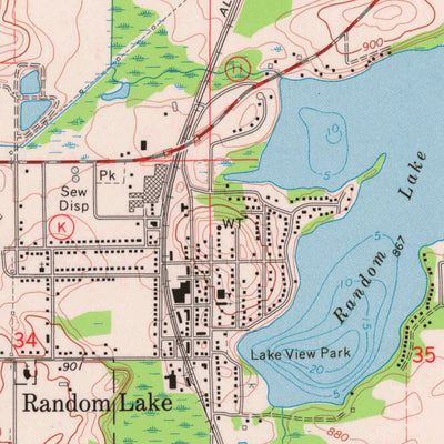 United States Geological Survey Random Lake, WI (1974, 24000-Scale) digital map