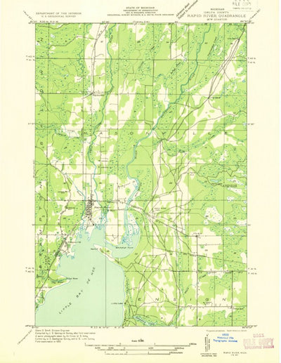 United States Geological Survey Rapid River, MI (1932, 31680-Scale) digital map