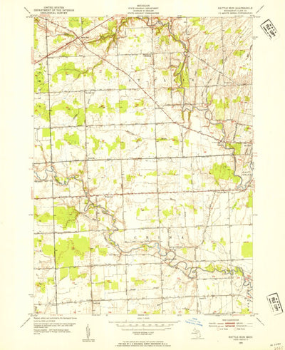 United States Geological Survey Rattle Run, MI (1952, 24000-Scale) digital map