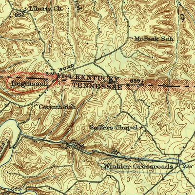 United States Geological Survey Red Boiling Springs, TN-KY (1931, 62500-Scale) digital map