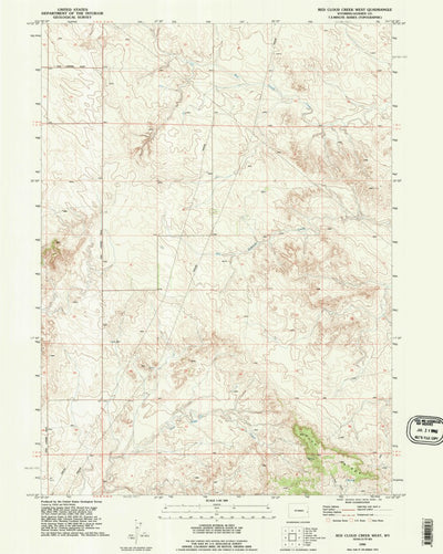 United States Geological Survey Red Cloud Creek West, WY (1990, 24000-Scale) digital map