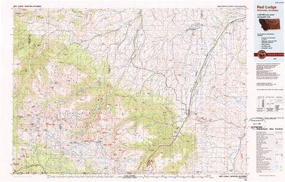 United States Geological Survey Red Lodge, MT-WY (1989, 100000-Scale) digital map