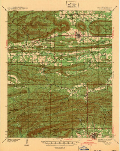 United States Geological Survey Red Oak, OK (1943, 62500-Scale) digital map