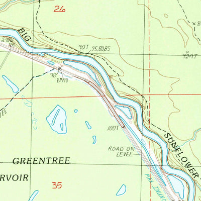 United States Geological Survey Red Rock, MS (1988, 24000-Scale) digital map