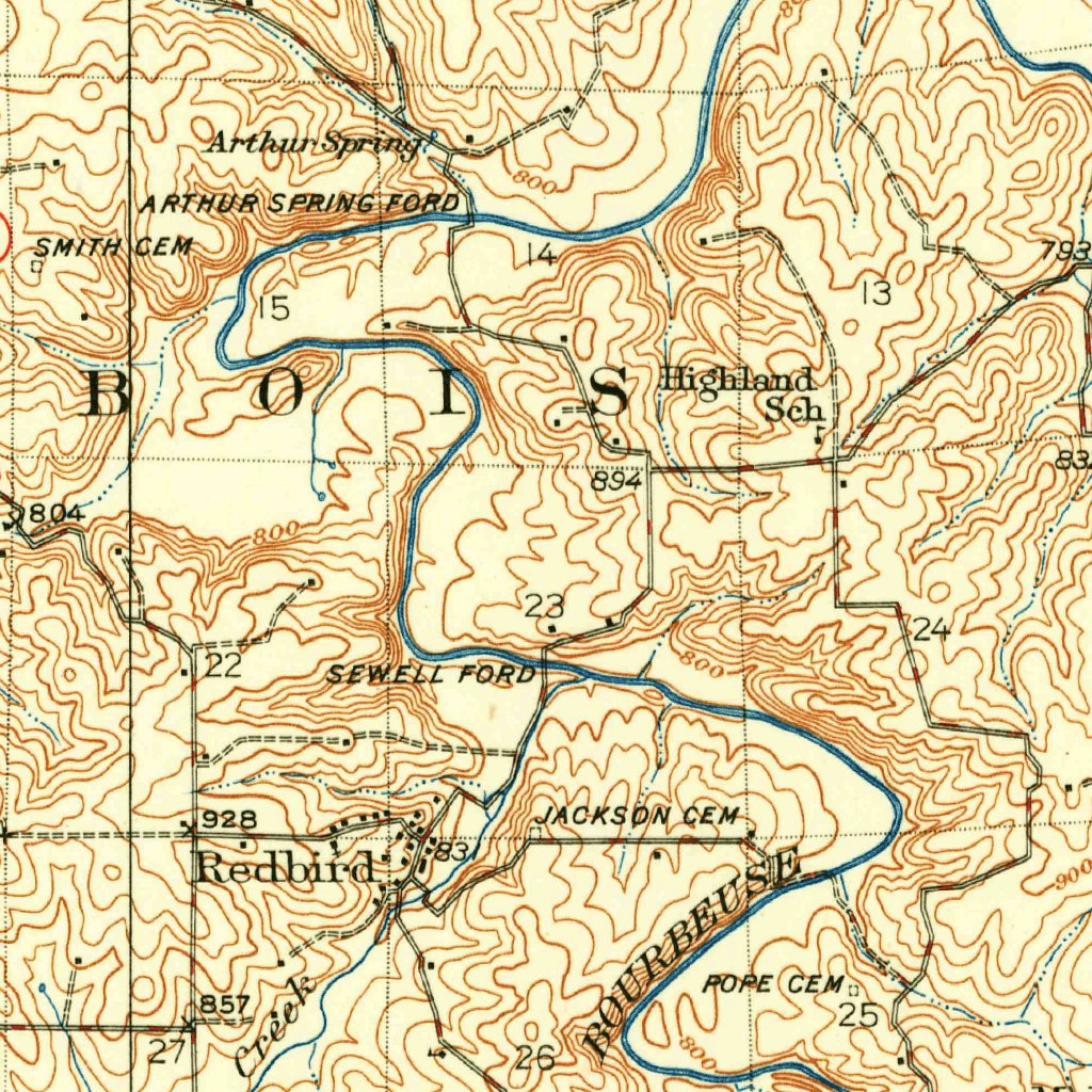 Redbird, MO (1938, 62500-Scale) Map by United States Geological Survey ...