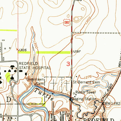 United States Geological Survey Redfield North, SD (1953, 24000-Scale) digital map