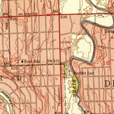 United States Geological Survey Redford, MI (1952, 24000-Scale) digital map
