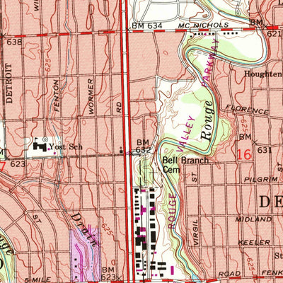 United States Geological Survey Redford, MI (1968, 24000-Scale) digital map