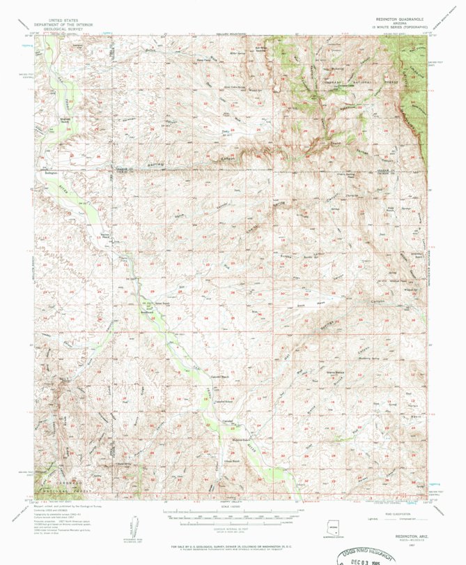 Redington, AZ (1957, 62500-Scale) Map by United States Geological