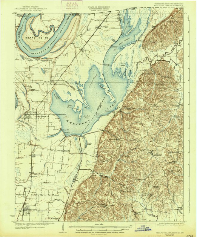 Reelfoot Lake, TN-MO-KY (1925, 62500-Scale) Map by United States