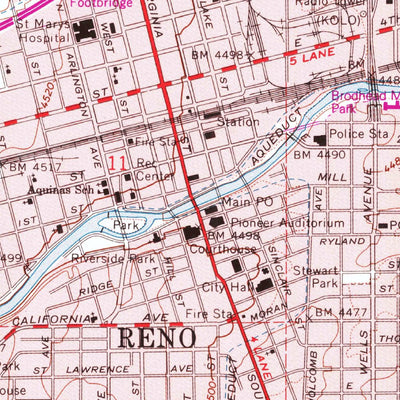 United States Geological Survey Reno, NV (1967, 24000-Scale) digital map