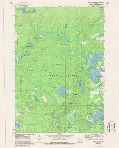 United States Geological Survey Reservoir Pond, WI (1972, 24000-Scale) digital map