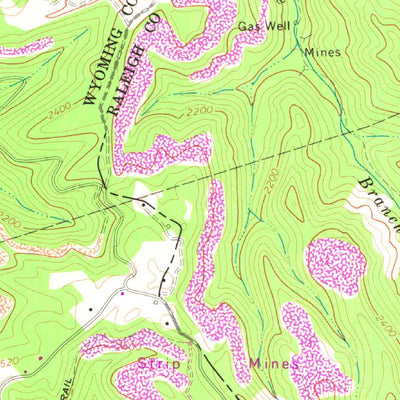 United States Geological Survey Rhodell, WV (1967, 24000-Scale) digital map