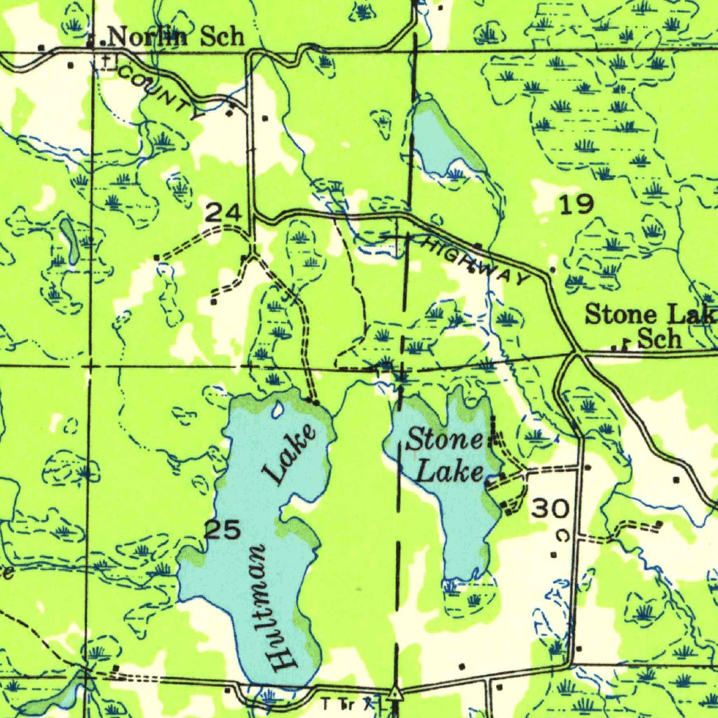 Rib Lake, WI (1947, 48000Scale) Map by United States Geological Survey