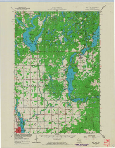 United States Geological Survey Rice Lake, WI (1965, 62500-Scale) digital map