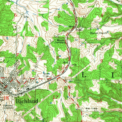 United States Geological Survey Richland, MO (1954, 62500-Scale) digital map