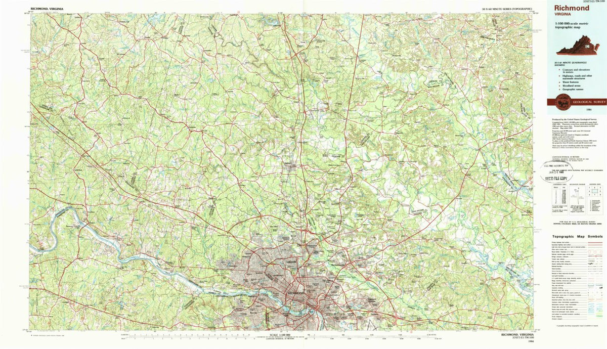 Richmond, VA (1984, 100000-Scale) Map by United States Geological ...