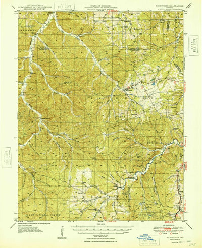United States Geological Survey Richwoods, MO (1948, 62500-Scale) digital map