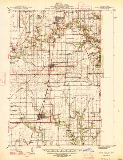 United States Geological Survey Ridge Farm, IL-IN (1947, 62500-Scale) digital map
