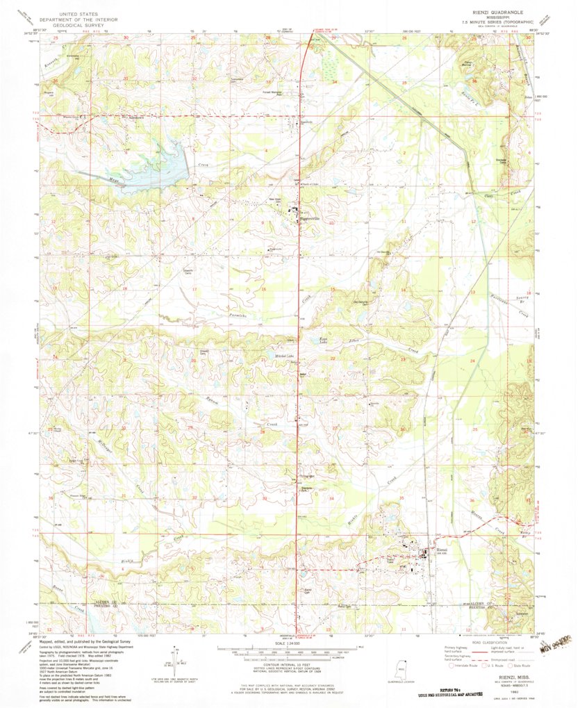 Rienzi, MS (1982, 24000-Scale) Map by United States Geological Survey ...