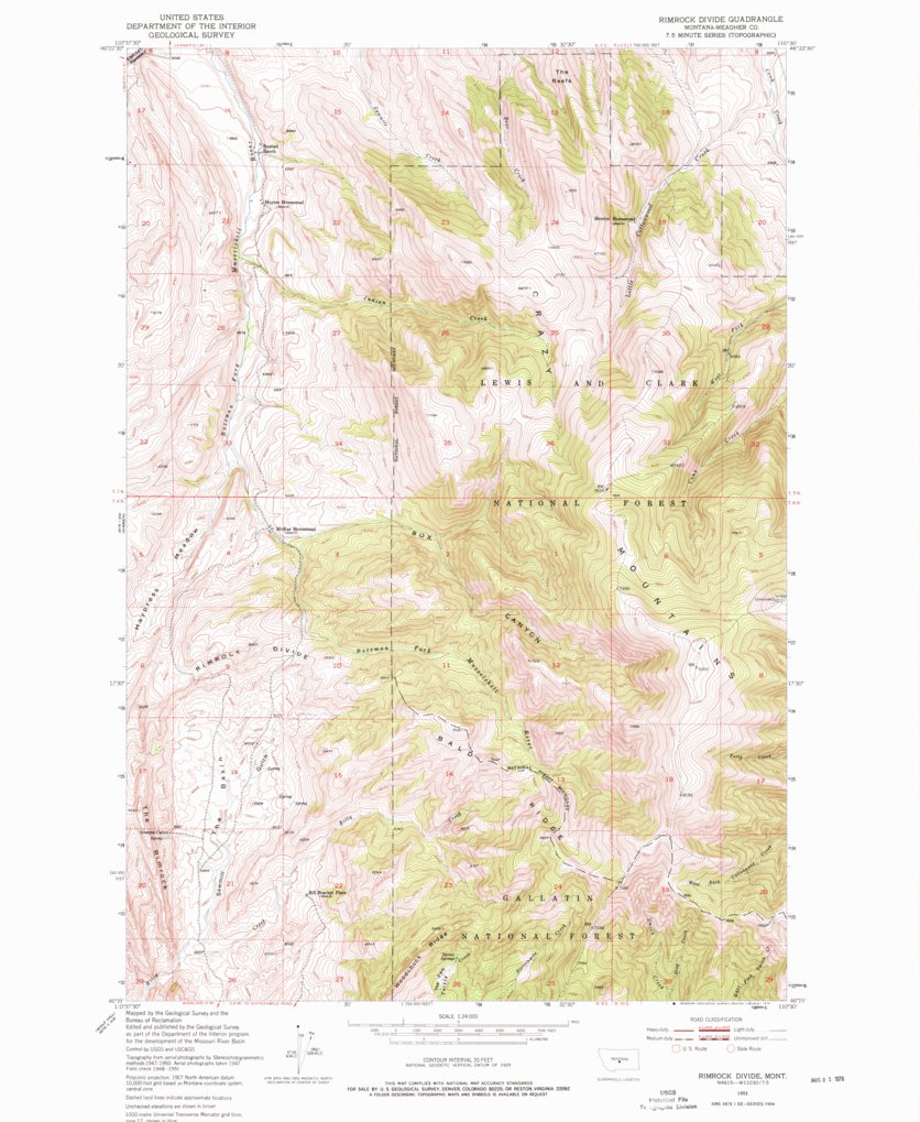 Rimrock Divide, MT (1951, 24000-Scale) Map by United States Geological ...