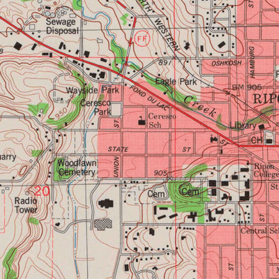 United States Geological Survey Ripon, WI (1980, 24000-Scale) digital map
