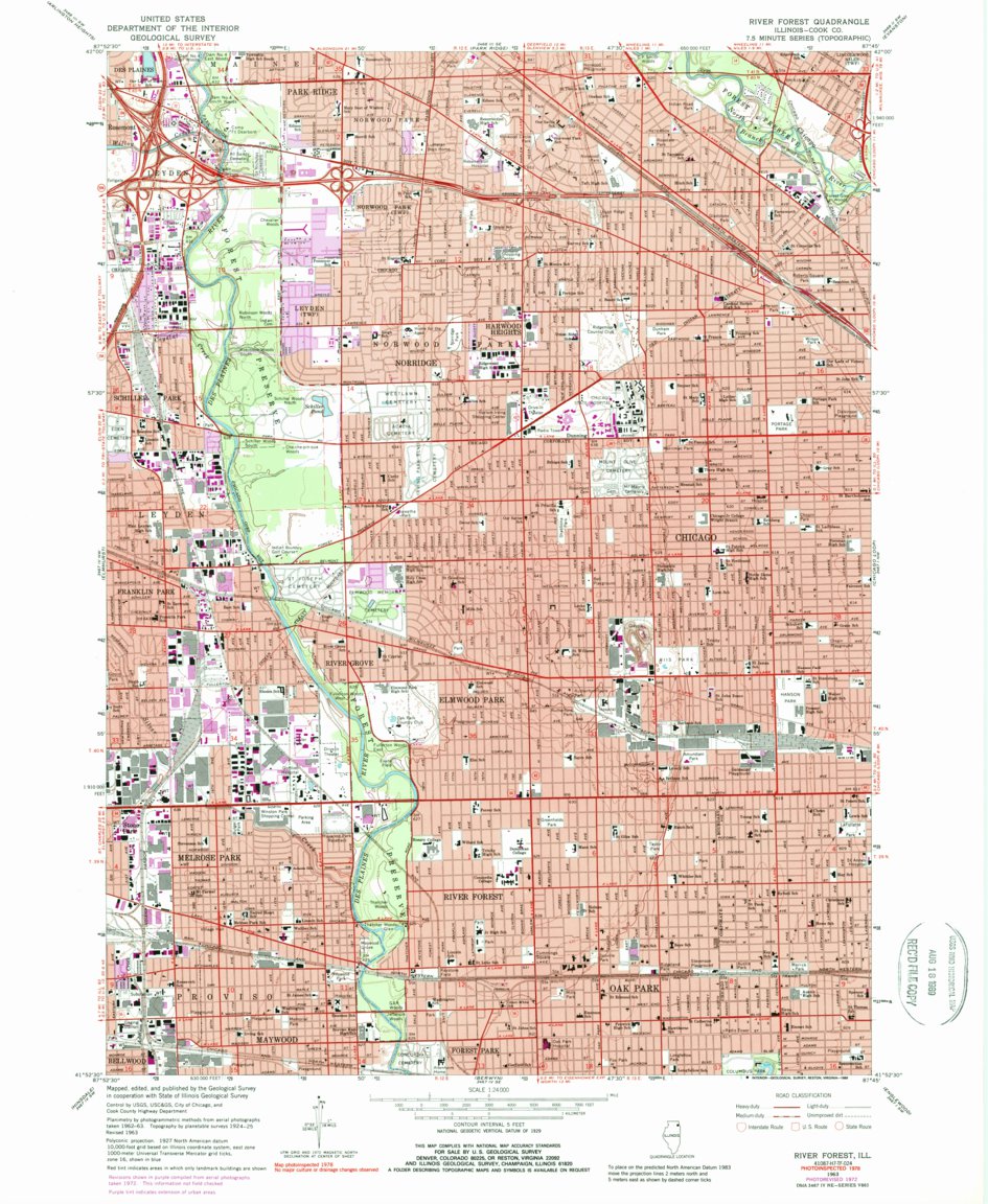 River Forest, IL (1963, 24000-Scale) Map by United States Geological ...