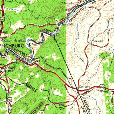 United States Geological Survey Roanoke, VA-WV (1963, 250000-Scale) digital map