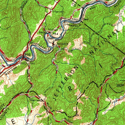 United States Geological Survey Roanoke, VA-WV (1963, 250000-Scale) digital map