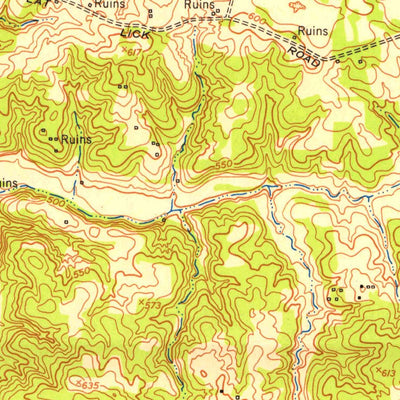 United States Geological Survey Roaring Spring, KY-TN (1951, 24000-Scale) digital map