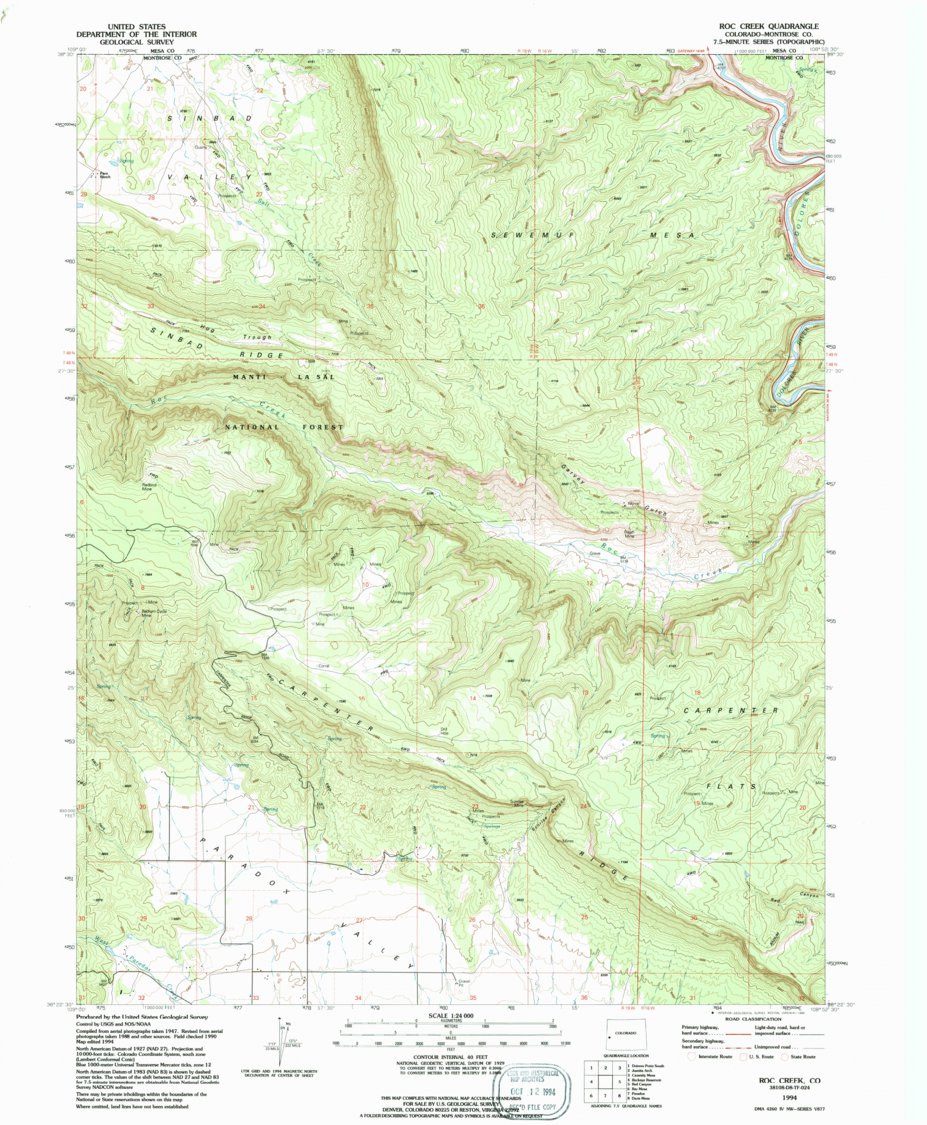 Roc Creek, CO (1994, 24000-Scale) Map by United States Geological ...