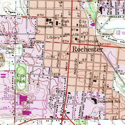United States Geological Survey Rochester, IN (1992, 24000-Scale) digital map