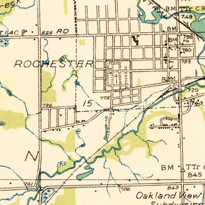 United States Geological Survey Rochester, MI (1936, 31680-Scale) digital map