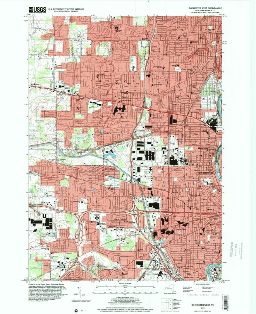Rochester West, NY (1994, 24000-Scale) Map by United States Geological ...
